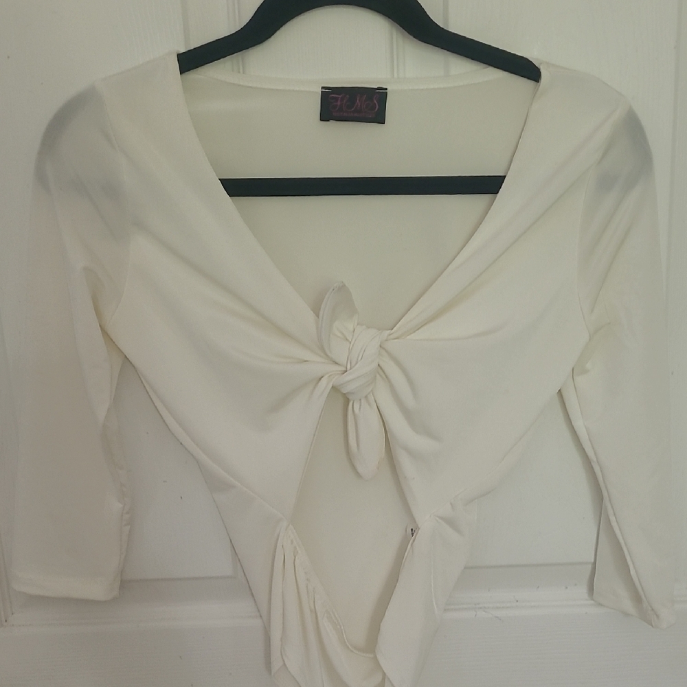 Cream Tie-Front Women's Top